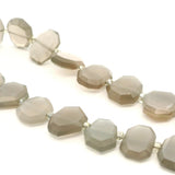 Grey Moonstone Faceted Slice Beads – 12–18mm Tablet Shape Gemstones – 15 Beads in Strand