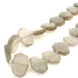Grey Moonstone Faceted Slice Beads – 12–18mm Tablet Shape Gemstones – 15 Beads in Strand