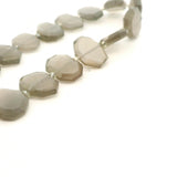 Grey Moonstone Faceted Slice Beads – 12–18mm Tablet Shape Gemstones – 15 Beads in Strand