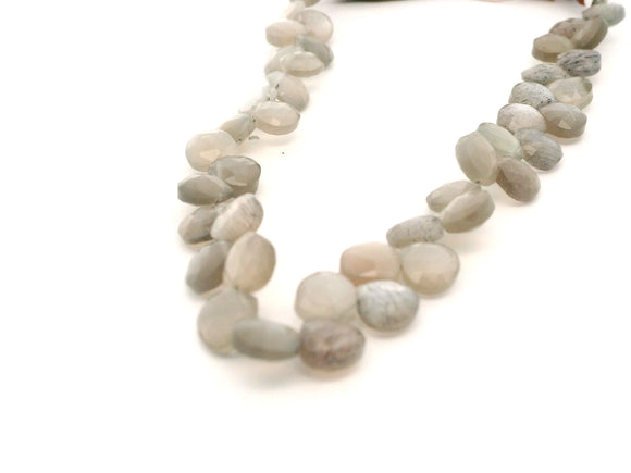 Grey Moonstone Faceted Pebble Beads – 10–14mm Natural Gemstones – 42 Beads in Strand