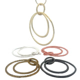 A Pack of 8 Pcs. E-coated, Brushed Finish Double Circles With Large loop being 34mm. In 5 Colors-Gold, Silver, Brass, Copper And Gunmetal.