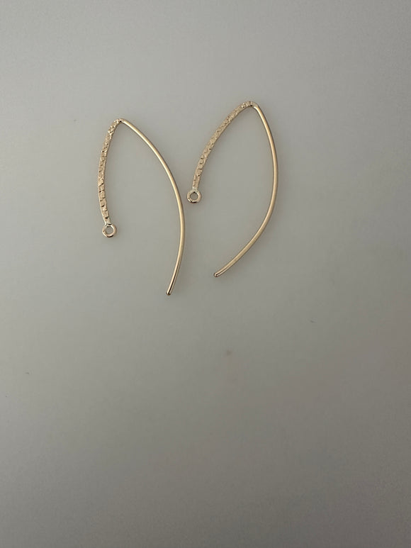 14K Real Gold Filled Sparkle V Shape Ear Wire | 19Gauge | Available in Three Sizes: 20mm, 28mm and 36mm