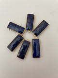 Lapis  Bezel Pack Six Pieces One Loop Real Gold Plated Lapis Rectangle Shape, Size : 12mmX30mm.#DM 1281