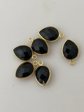 Black Onyx Pack of Pieces One Loop  Real Gold Plated And Sterling Silver  Black Onyx Bezel Pear Shape,Size:9mX12m.