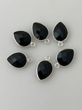 Black Onyx Pack of Pieces One Loop  Real Gold Plated And Sterling Silver  Black Onyx Bezel Pear Shape,Size:9mX12m.