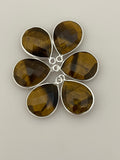 Tiger Eye Bezel Pack of Six Piece One Loop Real Sterling Silver 925 Tiger Eye Pear Shape, Size : 12mX15m.