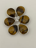 Tiger Eye Bezel Pack of Six Piece One Loop Real Sterling Silver 925 Tiger Eye Pear Shape, Size : 12mX15m.