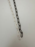 925 Sterling Silver Chain | 3 Feet Long | Black Rhodium And Silver Rectangle Chain Round Wire | Size 13.3mmX5mm