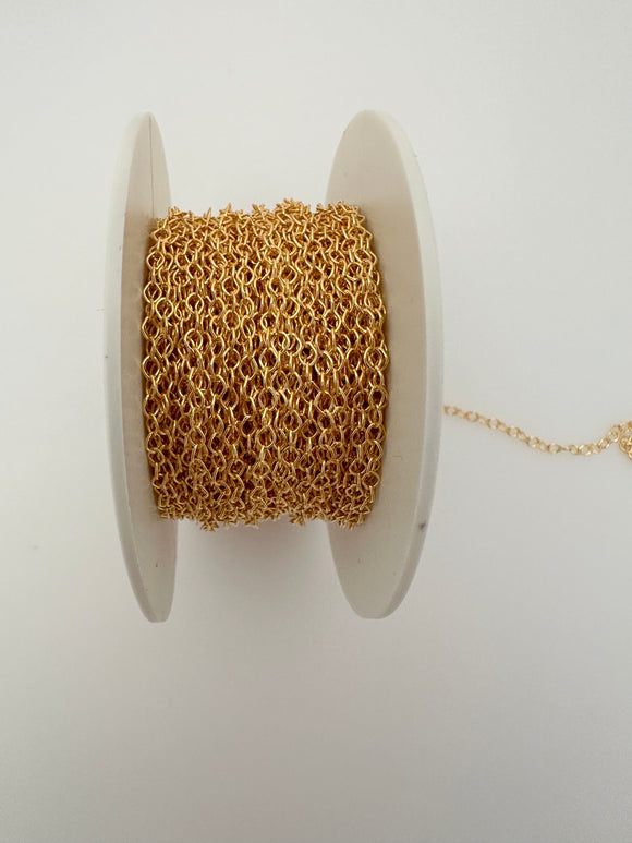 14K Real Gold Filled Cable Romb Link gold Filled Chain size:2.40X2.90 CHN1GF