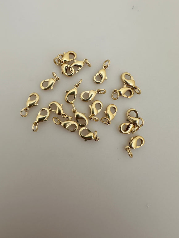 Gold  Finish Lobster Claw Clasps With Jump ring  20 pcs in pack  Size :10mmX6mm #CL50BMGO