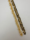 3 Feet white pearl Bead Dangling Chain Gold Finish Wire Synthetic White And Black  Beads chain Size :2mm