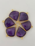 Amethyst  Bezel Six Pieces Connector Gold Plated And Sterling Silver  Amethyst Two Loop  ,QTR Circle Shape, Size : 17mm.