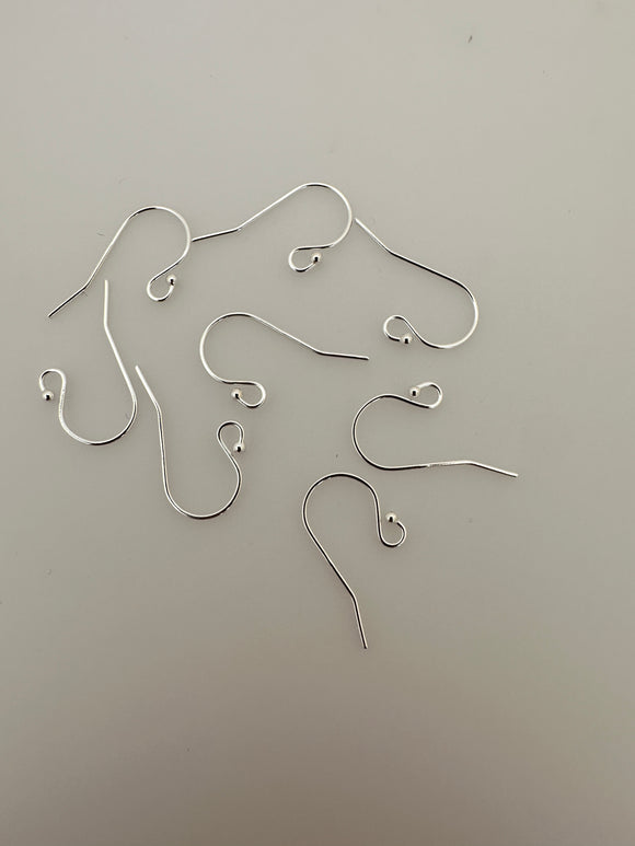 925 Sterling Silver Ball End Ear Wire  | 12Pcs. Per Pack | Size: 11.5X20mm (0.66mm) EW8SS