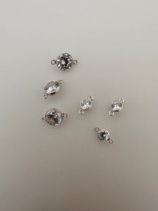 3Pcs Of 925 Sterling Silver  CZ Bezel Connectors | Excellent Quality CZ Connectors | Two Size : 4mm & 6mm