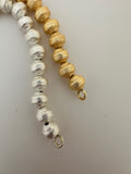 1 Strand of Brushed Finish Fancy Shiny Round Gold Finish and Silver Plated  Beads , E-coated Beads. Bead Available Four  Size is: 6mm ,8mm ,10mm,12mm