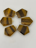 Tiger Eye   Pack of Pieces One Loop Real Gold Plated and Sterling Silver 925 Tiger Eye Bezel Tie Shape,Size:21mmX26mm.