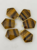Tiger Eye   Pack of Pieces One Loop Real Gold Plated and Sterling Silver 925 Tiger Eye Bezel Tie Shape,Size:21mmX26mm.