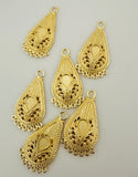 6Pcs.Gold Finish Pendent  E-coated, Copper Finding Size:39mmX20mm #C43BMGO