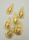 6Pcs.Gold Finish Pendent  E-coated, Copper Finding Size:39mmX20mm #C43BMGO