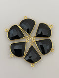 Black Onyx Bezel Six Pieces Connector Real Gold Plated Black Onyx ,Qtr Cir Shape, Size : 15mm.DM 530