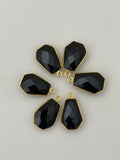 Black Onyx Pack of Pieces One Loop Gold Plated And Sterling Silver 925 Black Onyx Wide Hexagon Shape,Size:10mmX15mm.
