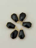 Black Onyx Pack of Pieces One Loop Gold Plated And Sterling Silver 925 Black Onyx Wide Hexagon Shape,Size:10mmX15mm.