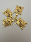 4 Pcs. Gold Finish Crocodile  Pendent /Charm  E-coated, Copper Finding Size:36mmX31mm #CD12BMGO