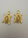 4 Pcs. Gold Finish Crocodile  Pendent /Charm  E-coated, Copper Finding Size:36mmX31mm #CD12BMGO