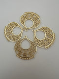 4 Pcs. Gold Finish Pendent /Charm  E-coated, Copper Finding Size:43mmX40mm