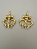 2 Pcs. Gold Finish Trident Finding Pendent /Charm  E-coated, Copper Finding Size:39mmX22mm #CD14BMGO