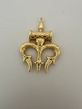 2 Pcs. Gold Finish Trident Finding Pendent /Charm  E-coated, Copper Finding Size:39mmX22mm #CD14BMGO