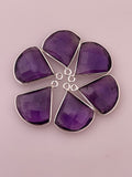 Amethyst  Bezel Six Pieces Gold Plated And Sterling Silver  Amethyst One Loop ,QTR Circle Shape, Size : 17mm.
