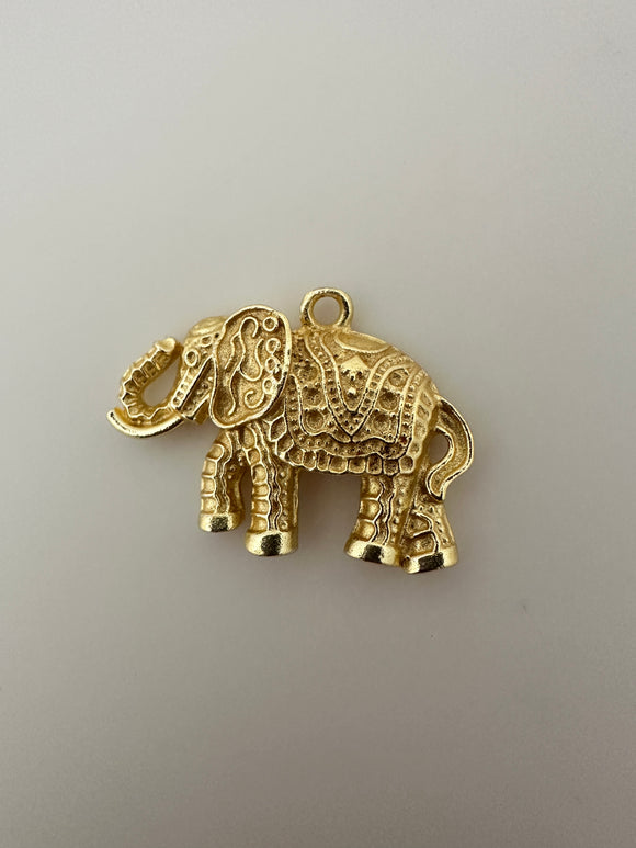 2 Pcs. Gold Finish Elephant  Pendant /Charm  E-coated, Copper Finding Size:39mmX22mm #CD13BMGO