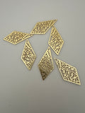 6 Pcs. Gold Finish Pendent /Charm  E-coated, Copper Finding Size:50mmX22mm #C42BMGO