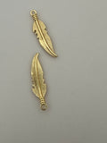 6 Pcs. Gold Finish Leaf Pendant /Charm  E-coated, Copper Finding Size:40mmX10mm #CS62BMGO