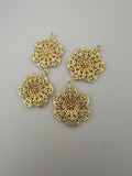 4 Pcs. Gold Finish Pendent /Charm  E-coated, Copper Finding Size:35mmX28mm #CD7BMGO