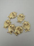 6Pcs. Gold Finish Owl  Pendent /Charm  E-coated, Copper Finding Size:34mmX23mm