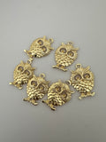 6Pcs. Gold Finish Owl  Pendent /Charm  E-coated, Copper Finding Size:34mmX23mm