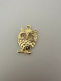 6Pcs. Gold Finish Owl  Pendent /Charm  E-coated, Copper Finding Size:34mmX23mm