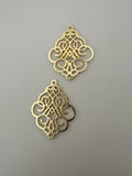 6 Pcs. Gold Finish  Pendant /Charm  E-coated, Copper Finding Size:40mmX31mm #CD10BMGO