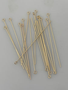 Eye Pins, 25Pcs., 24 Gauge, 2 Inch, 14k Real Gold Filled Eye Pins. #P5GF