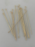 Eye Pins, 25Pcs., 24 Gauge, 2 Inch, 14k Real Gold Filled Eye Pins. #P5GF