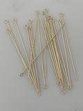 Eye Pins, 25Pcs., 24 Gauge, 2 Inch, 14k Real Gold Filled Eye Pins. #P5GF