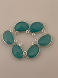 Aqua Chalcedony Bezel Pack of 6 Pieces 2 Loop Real Gold Plated And  Sterling Silver Aqua Chalcedony H Oval Shape, Two Size :15mX20m,10mX15m
