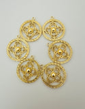 6 pcs. Gold Finish  Pendent, E-coated, Brushed Finish, Copper Findings, Size:32mmX29mm#CD18BMGO