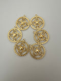 6 pcs. Gold Finish  Pendent, E-coated, Brushed Finish, Copper Findings, Size:32mmX29mm#CD18BMGO