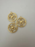 6 pcs. Gold Finish  Pendent, E-coated, Brushed Finish, Copper Findings, Size:32mmX29mm#CD18BMGO