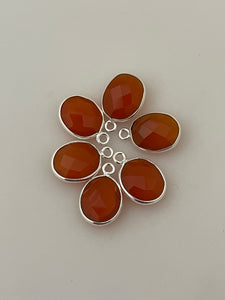 Red Onyx  Bezel Pack of 6 Pcs Sterling Silver Red  Onyx Oval Shape With One Loop Bezel  Size :9mmX11mm.#DM 1140