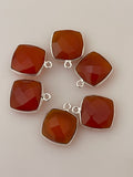 12mm Cushion Red onyx Bezel – One Loops, 925 Sterling Silver, 1 Pcs