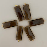 Six Piece a Pack one loop Real Gold Plated and Sterling Silver 925 Smokey Quartz  Rectangle  Shape, Size : 12mmX30mm.